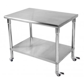 Mesa aço inox 0,8m com rodas