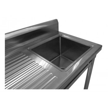 Mesa Bancada Aço Inox com Pia / Lavatório (Cuba 50cm) - 1,2m  (Lado Direito)  Detalhe 