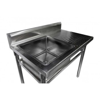 Mesa Bancada Aço Inox com Pia / Lavatório (Cuba 50cm) - 1,2m  (Lado Esquerdo) Detalhe
