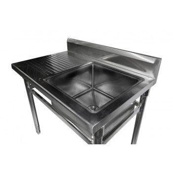 Mesa Bancada Aço Inox com Pia / Lavatório (Cuba 50cm) - 1,2m  (Lado Direito) Detalhe 