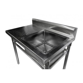 Mesa Bancada Aço Inox com Pia / Lavatório (Cuba 50cm) - 1,2m  (Lado Direito) Detalhe 