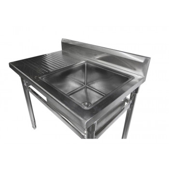 Mesa Bancada Aço Inox Pia / Lavatório - 1,2m  (Lado Direito)  Detalhe