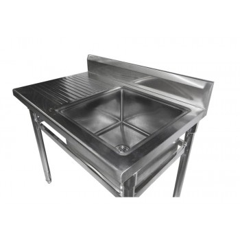 Mesa Bancada Aço Inox Pia / Lavatório - 1,2m  (Lado Direito)  Detalhe