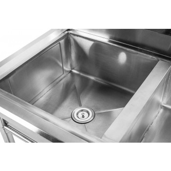 Detalhe Interno - Mesa em Aço Inoxidável com Pia / Lavatório (2 Cubas 50cm) - 1,2m - CB-250