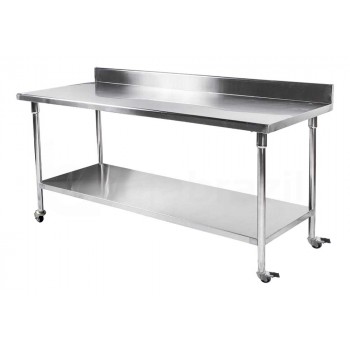 Mesa inox com rodas e espelho 2,2 metros