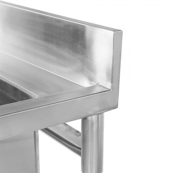 Mesa Bancada com pia em Aço Inox com Duas Cuba 50cm (Direito) - 190x70 cm espelho