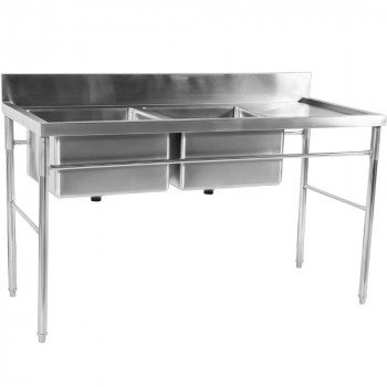 Mesa Aço Inox 2 Cubas (Esquerdo) de 160x70cm diagonal
