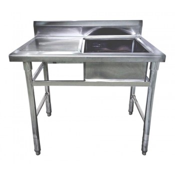 Mesa Bancada Aço Inox Pia / Lavatório - 1,2m  (Lado Direito) 