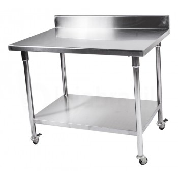 Mesa / Bancada de Apoio Aço Inoxidável com Rodas / Rodizios e Espelho - 1,2m (120x70x90cm) - BR-120B