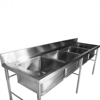 Mesa Inox 4 Cubas de 240x70cm perfil