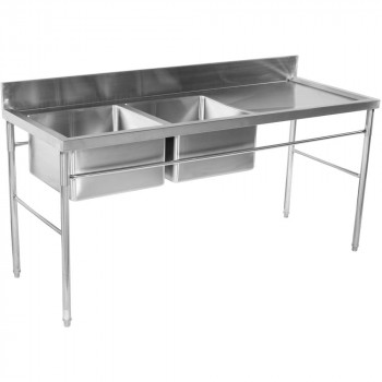 Mesa Inox 2 Cubas (Esquerdo) de 190x50cm frente