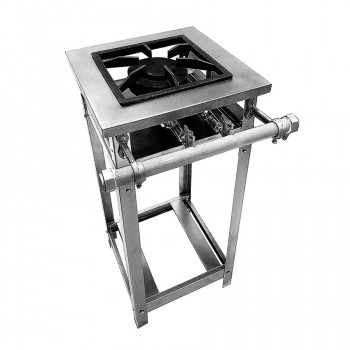 Fogão Industrial Aço Inox Baixa Pressão Perfil 4 - 1 Boca - Standard (1 Duplo) 30x30 - Brascool