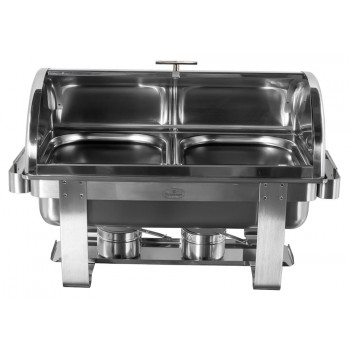 Rechaud Aço Inox com Tampa Giratória e 2 Cubas (GN 1/2×20mm) - 3 Lts (Versão TOP) - 933-W900-2P