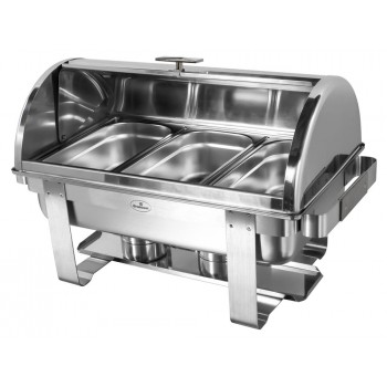 Rechaud Aço Inox com Tampa Giratória e 3 Cubas (GN 1/3×100mm) - 13 Lts (Versão TOP) - 933-W900-3B