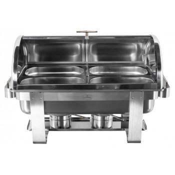 Produto Montado - Rechaud Aço Inox com Tampa Giratória e 4 Cubas (GN 1/4×65mm) - 9 Lts (Versão TOP) - 933-W900-04