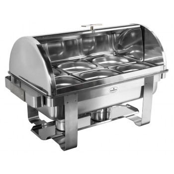 Rechaud Aço Inox com Tampa Giratória e 6 Cubas (GN 1/6×100mm) - 13 Lts (Versão TOP) - 933-W900-6B