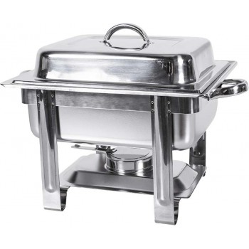 Rechaud Banho Maria Aço Inox Quadrado com 2 Cubas (GN 1/4 65mm) - 3,6 Lts - Fechado