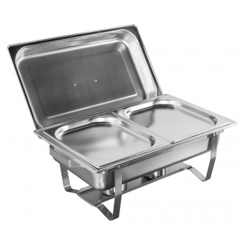 Rechaud Banho Maria Aço Inox com 2 Cubas (GN 1/2×20mm) - 3 Lts - F433-2P