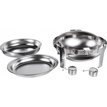 Produto desmontado - Rechaud Banho Maria Aço Inox Oval com Tampa Giratória - 6,8 Lts (Versão Luxo) - 736