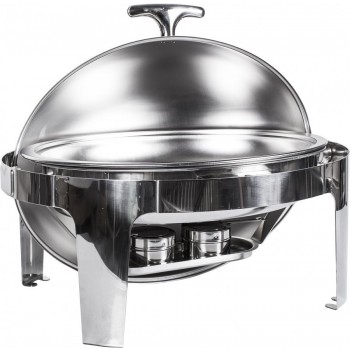 Abertura na tampa - Rechaud Banho Maria Aço Inox Oval com Tampa Giratória - 6,8 Lts (Versão Luxo) - 736