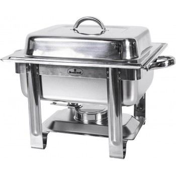 Rechaud Banho Maria Aço Inox Quadrado com 1 Cuba (GN 1/2 100mm) - 6,5 Lts - Fechado