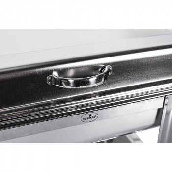 Rechaud Banho Maria Aço Inox com Dobradiças e 9 Cubas (GN 1/9 100mm) - 7,2 Lts puxador