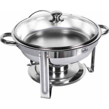 Rechaud Banho Maria Aço Inox com Tampa de Vidro - 3,5 Lts - 831GL