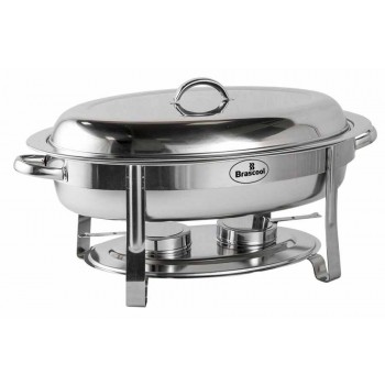 Tampa fechada - Rechaud Banho Maria Aço Inox Oval - 5,5 Lts - 836