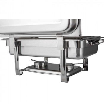 Rechaud Banho Maria Aço Inox com Dobradiças e 9 Cubas (GN 1/9 100mm) - 7,2 Lts diagonal