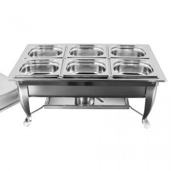 Base - Rechaud Banho Maria Aço Inox com 6 Cubas (GN 1/6×65mm) - 9 Lts (Versão TOP)