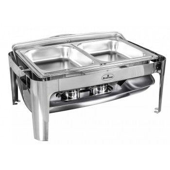 Detalhe interno - Rechaud Aço Inox com Tampa Giratória com 2 Cubas (GN 1/2×65mm) - 9 Lts (Versão Luxo) - 723-2