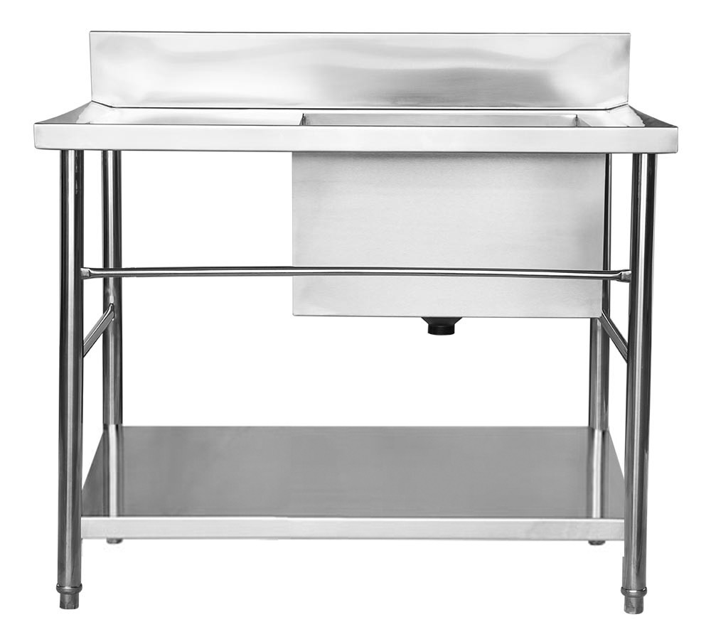 Frontal - Mesa Bancada Aço Inox com Paneleiro e Cuba 50x50x30 (Direito) 100x70x90 - Brascool Frontal - Mesa Bancada Aço Inox com Paneleiro e Cuba 50x50x30 (Direito) 100x70x90 - Brascool