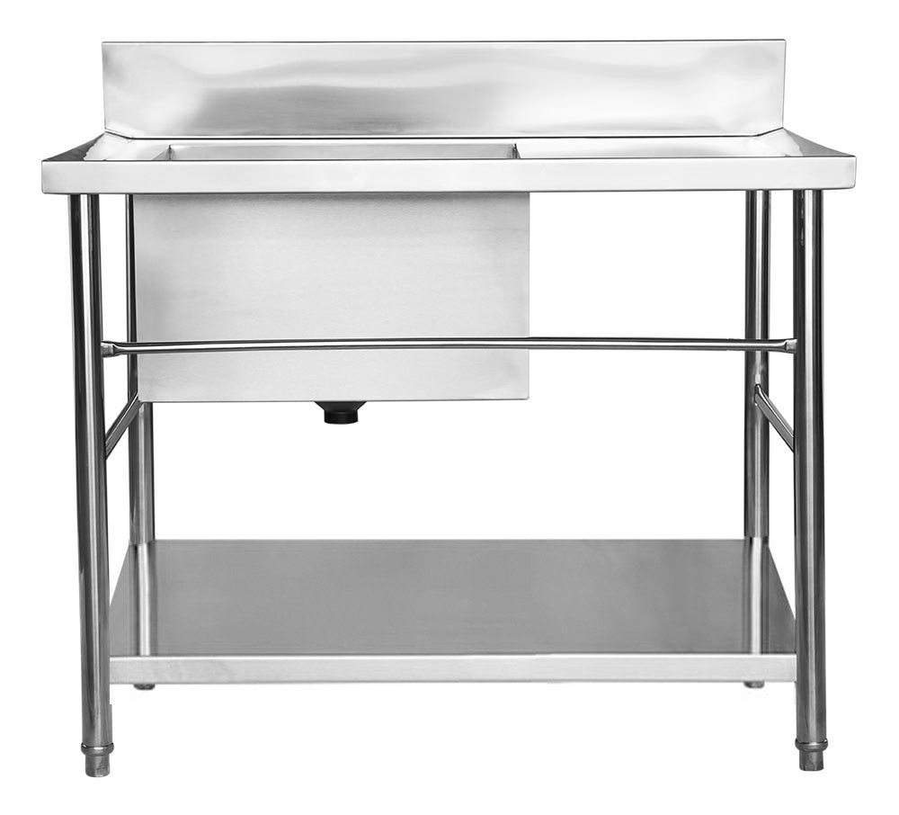 Frontal - Mesa Bancada Aço Inox com Paneleiro e Cuba 50x50x30 (Esq) 100x70x90 - Brascool Frontal - Mesa Bancada Aço Inox com Paneleiro e Cuba 50x50x30 (Esq) 100x70x90 - Brascool