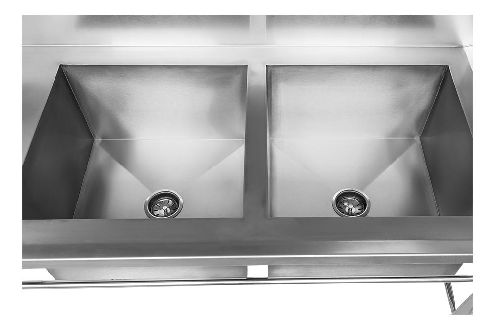 Cubas - Mesa Pia Aço Inox Industrial com Paneleiro e Duas Cubas 50x50x30cm - 190x70x90 cm - Brascool Cubas - Mesa Pia Aço Inox Industrial com Paneleiro e Duas Cubas 50x50x30cm - 190x70x90 cm - Brascool