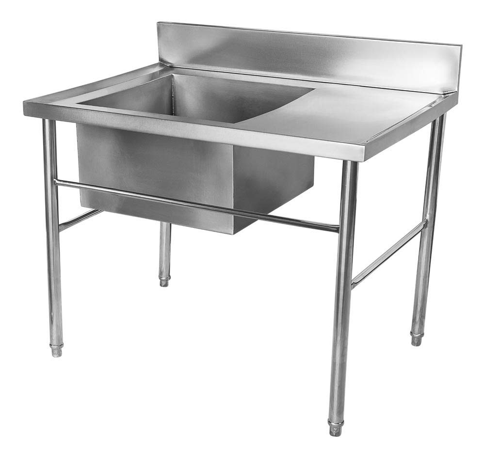 Lateral - Mesa Bancada Aço Inox com Cuba 50x50x30 (Esquerdo) 100x70x90 - Brascool