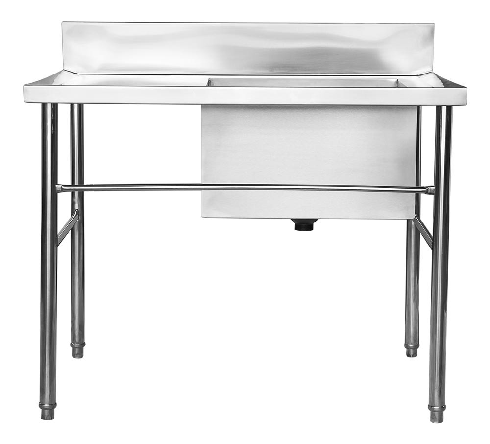 Frontal - Mesa Bancada Aço Inox com Cuba 50x50x30 (Direito) 100x70x90 - Brascool