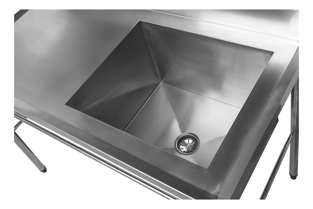 Cuba - Mesa Bancada Aço Inox AISI 201 com uma Cuba 50x60x40 DIR. (140x70x90 cm) 