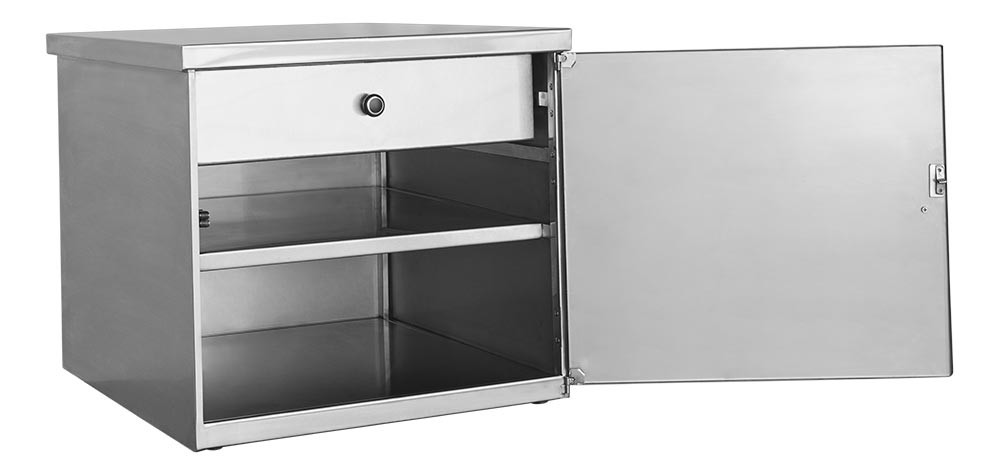 Balcão Aço Inox com Porta Frontal, Prateleira e Gaveta Interna (55x60x50 cm) - Brascool Inox