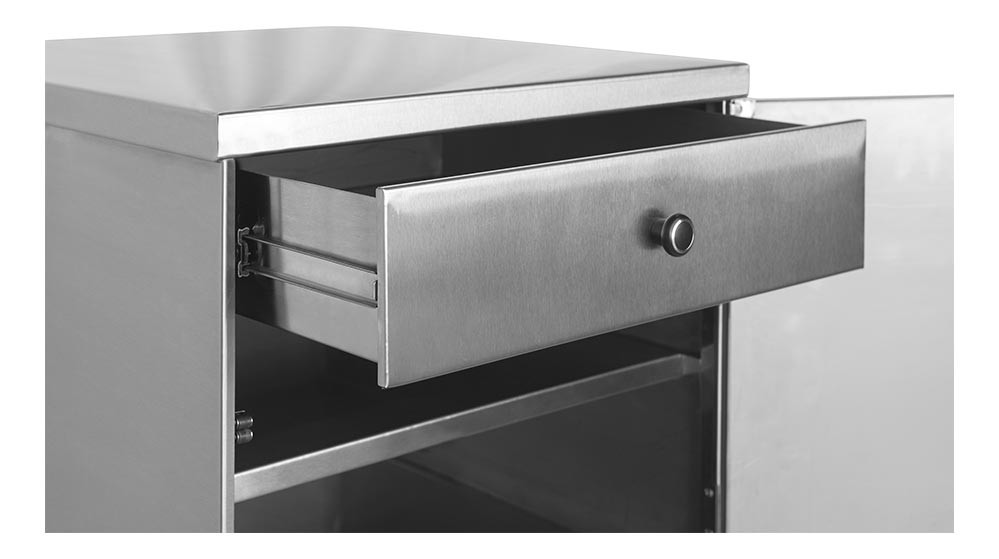 Gaveta - Balcão Aço Inox com Porta Frontal, Prateleira e Gaveta Interna (55x60x50 cm) - Brascool Inox