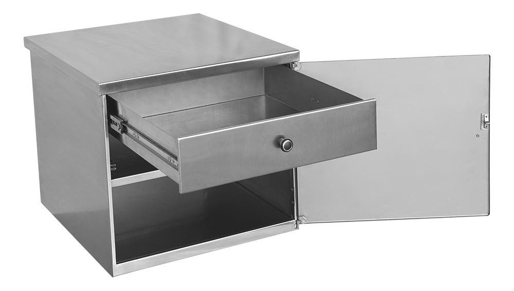 Superior - Balcão Aço Inox com Porta Frontal, Prateleira e Gaveta Interna (55x60x50 cm) - Brascool Inox
