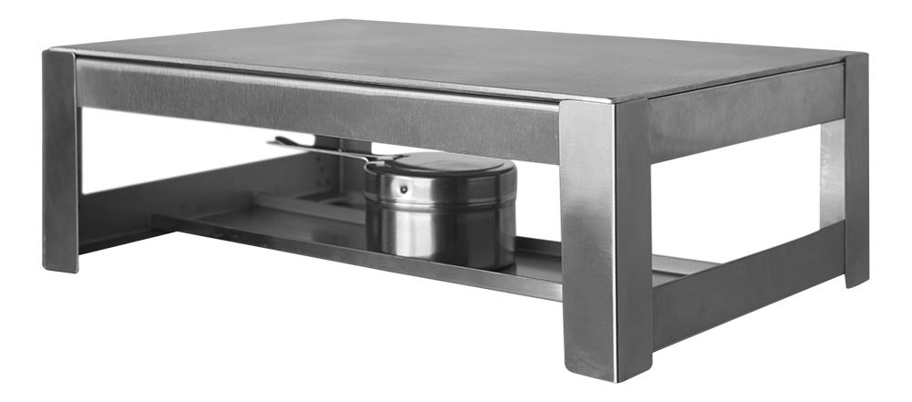 Frontal - Rechaud Retangular de Chapa / Placa Difusora (23x40cm) - Brascool Inox (Equipamentos Gastronômicos)