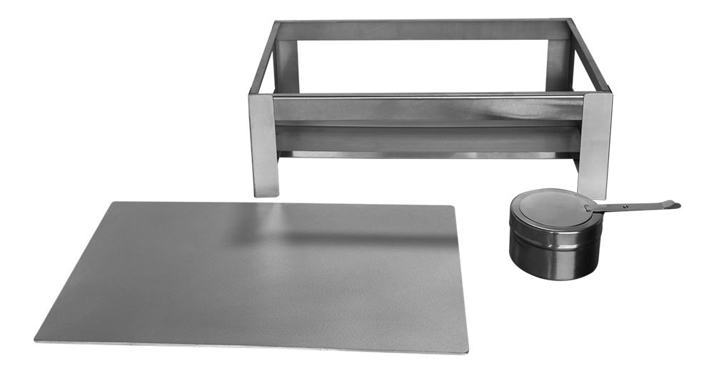 Desmontado - Rechaud Retangular de Chapa / Placa Difusora (23x40cm) - Brascool Inox (Equipamentos Gastronômicos)