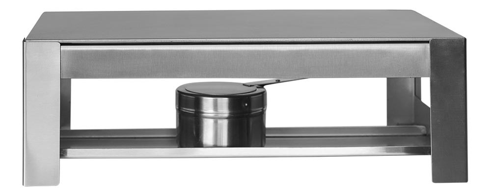 Frontal - Rechaud Retangular de Chapa / Placa Difusora (27x40cm) - Brascool Inox (Equipamentos Gastronômicos)