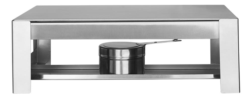 Frontal - Rechaud Retangular de Chapa / Placa Difusora (27x40cm) - Brascool Inox (Equipamentos Gastronômicos)