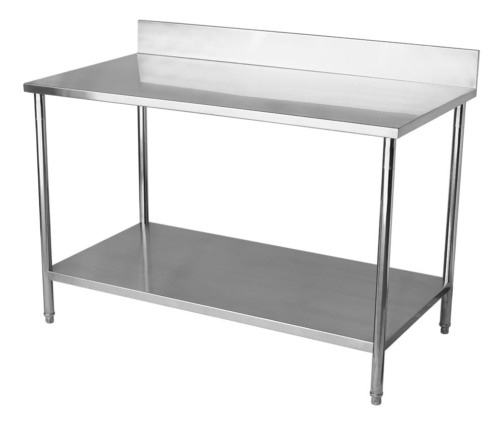 Mesa / Bancada de Apoio 100% Aço Inoxidável com Espelho - 1,2m (120x70x90cm) - BR-120C