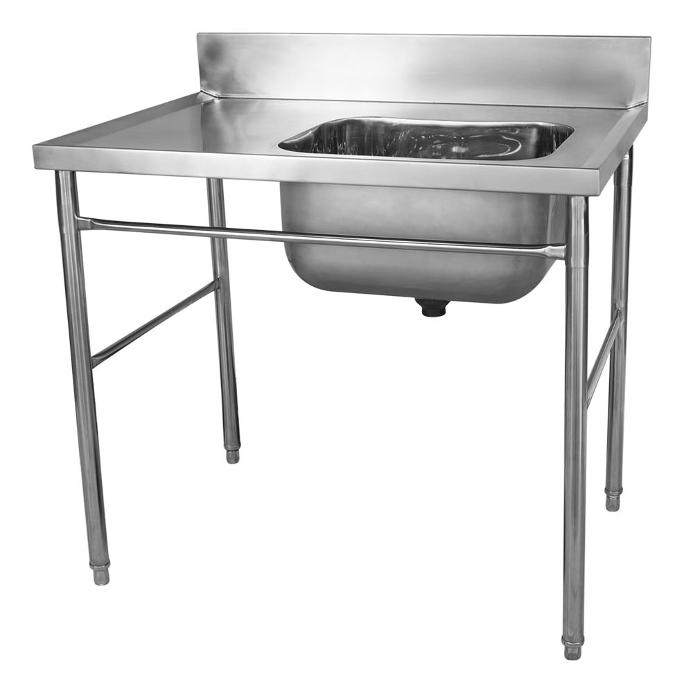 Pia Aço Inox Industrial / Mesa com Cuba 50x40x30cm (Direito) - 100x70 cm - Brascool Perfil