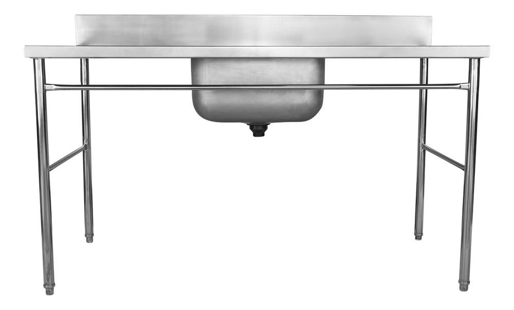 Pia Aço Inox Industrial / Lavatório com Cuba 50x40x30cm (Central) - 160x70 cm - Brascool