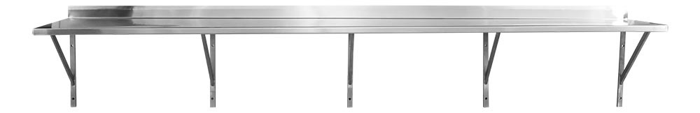 Prateleira em Aço Inox Lisa - 2,20m (220x35 cm) - Brascool Inox (PL220) - frontal