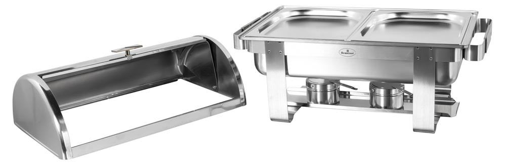 Aberto - Rechaud Aço Inox com Tampa Giratória e 2 Cubas (GN 1/2×20mm) - 3 Lts (Versão TOP) - 933-W900-2P