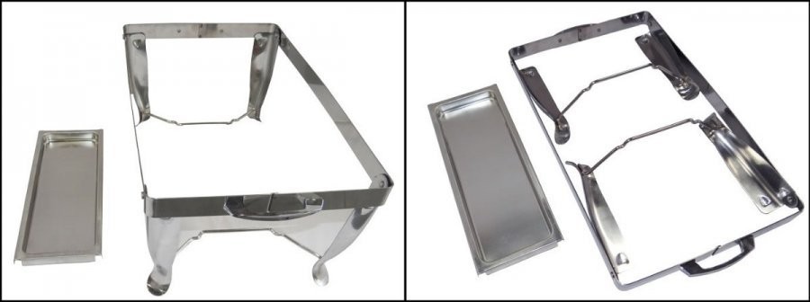 Base para os fogareiros - Rechaud Banho Maria Aço Inox com 2 Cubas (GN 1/2×65mm) - 9 Lts (Versão TOP) - JQ533-02